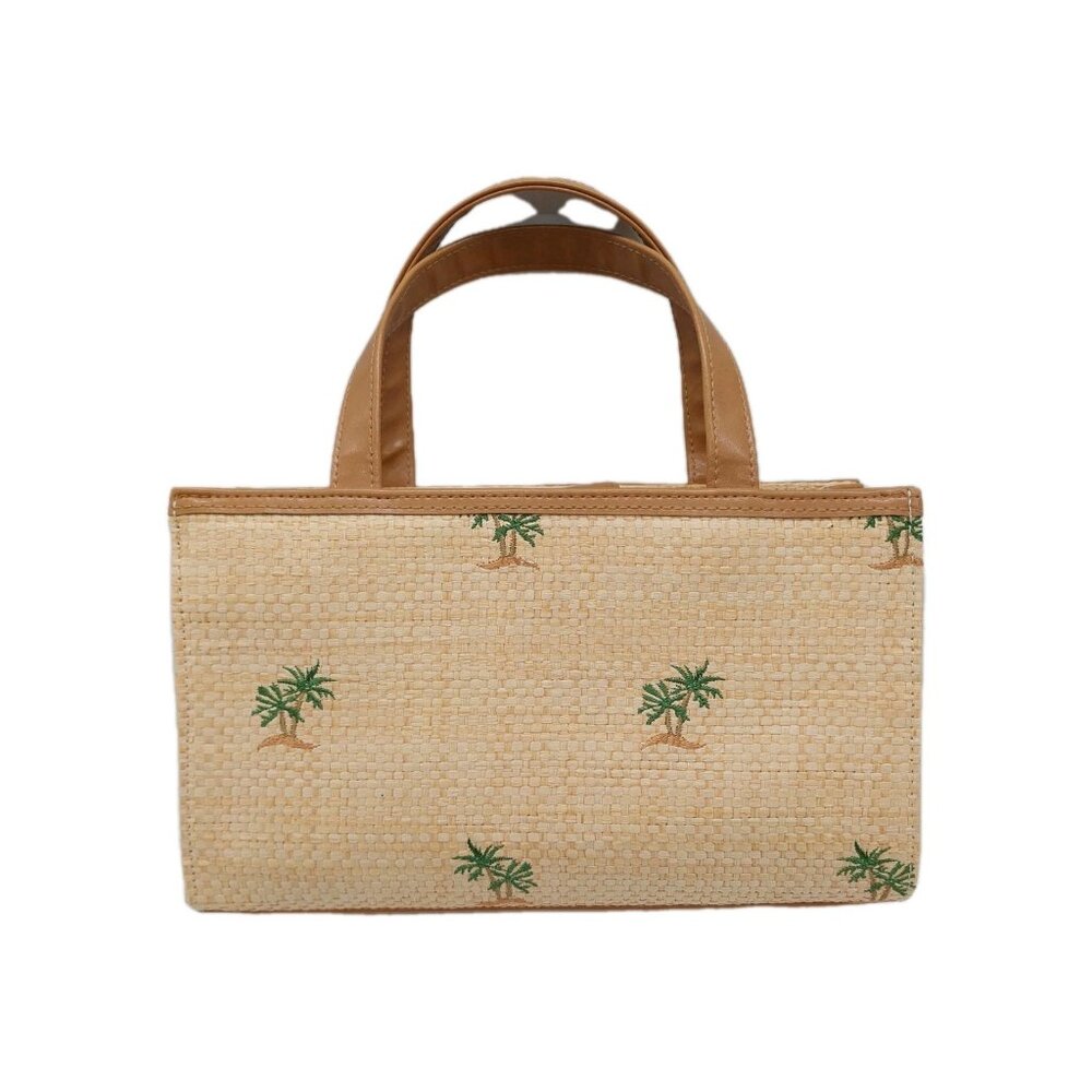 Sunny Hawaii Purse Handbag Woven Small Palm Print Mult Pockets